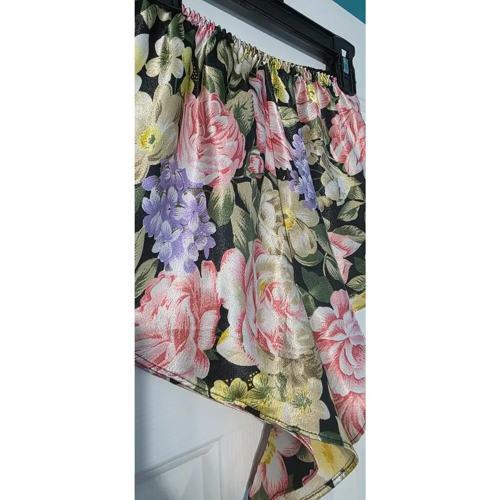 Vintage Victoria's Secret Gold‎ Label satin floral high-cut shorts Size S